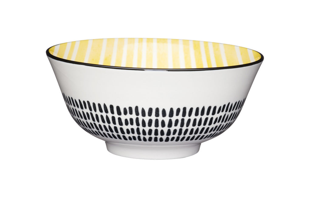KitchenCraft Moroccan Style Yellow Stripe Ceramic Bowls
