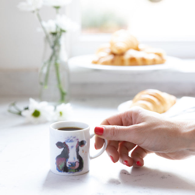 KitchenCraft 80ml Porcelain Watercolour Cow Espresso Cup