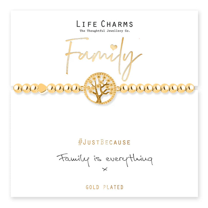 Life Charms Family Tree Gold Charm Bracelet