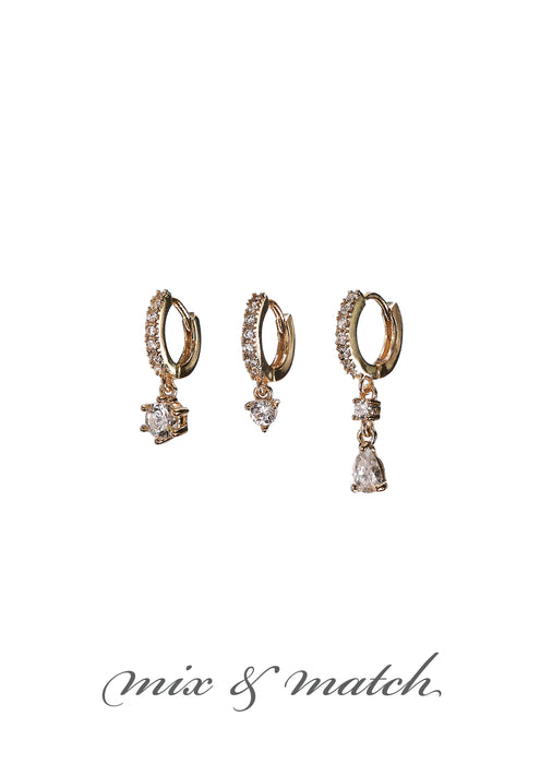Hot Tomato Triptych Set Little Miss Match Gold Studs