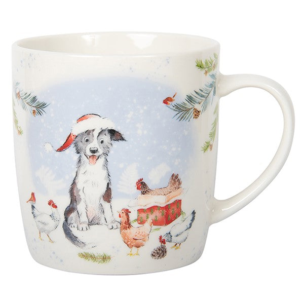 Paper Shed Xmas Mug Collie & Chickens