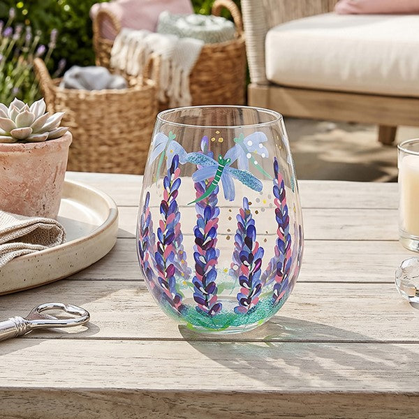 Hand Painted Handpainted Stemless Lavender