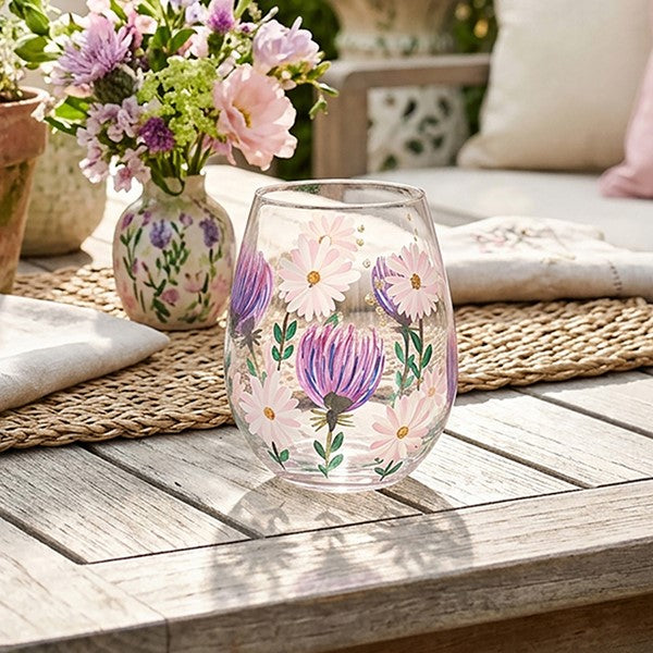 Hand Painted Handpainted Stemless Thistle