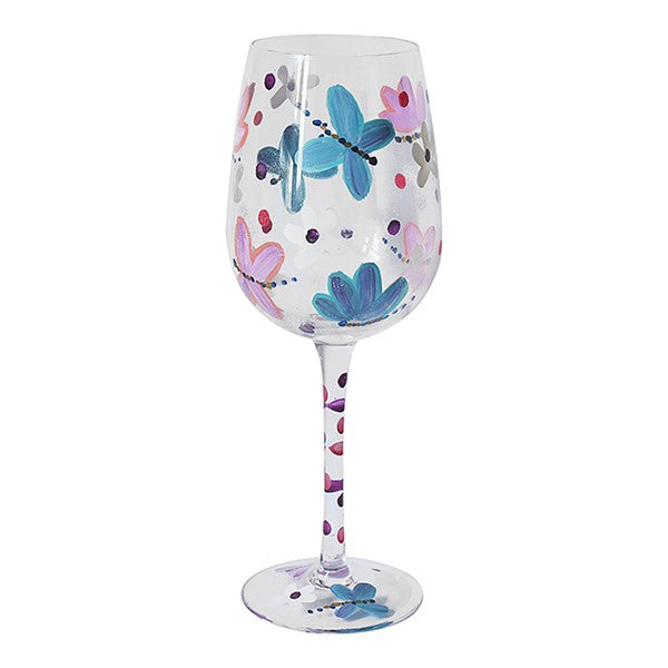 Hand Painted Wine Glass Butterflies