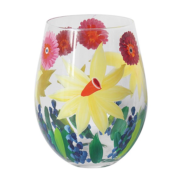 Lynsey Johnstone Hand Painted Daffodils Gin Glass