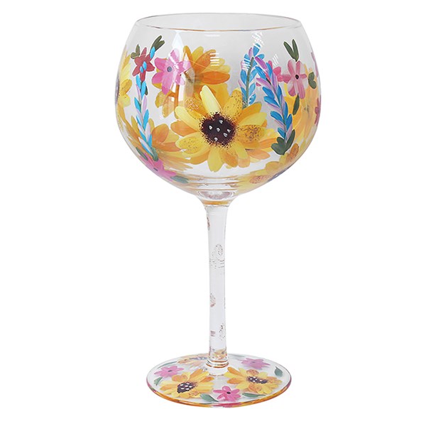 My Favourite Hand Painted Sunflowers Gin Glass