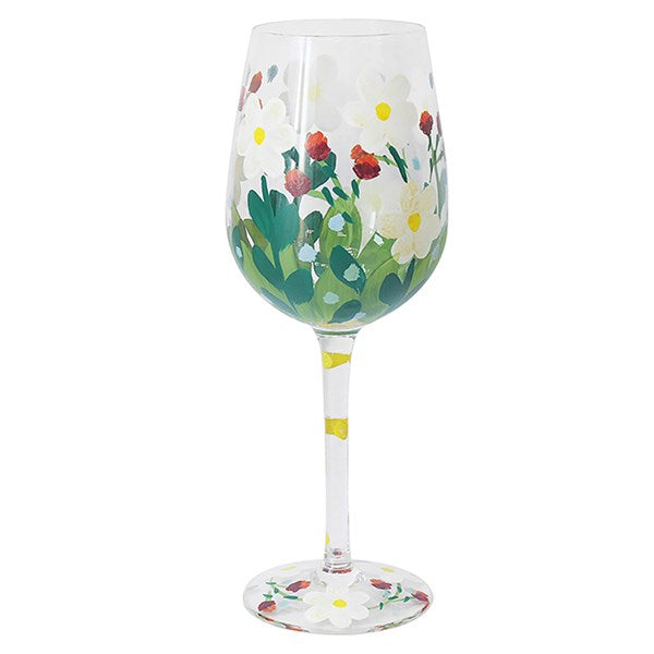 Handpainted Wine Glass Daisy's
