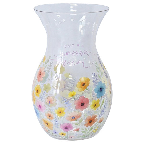 Madeline Hearts Design I Love You Mum Glass Vase