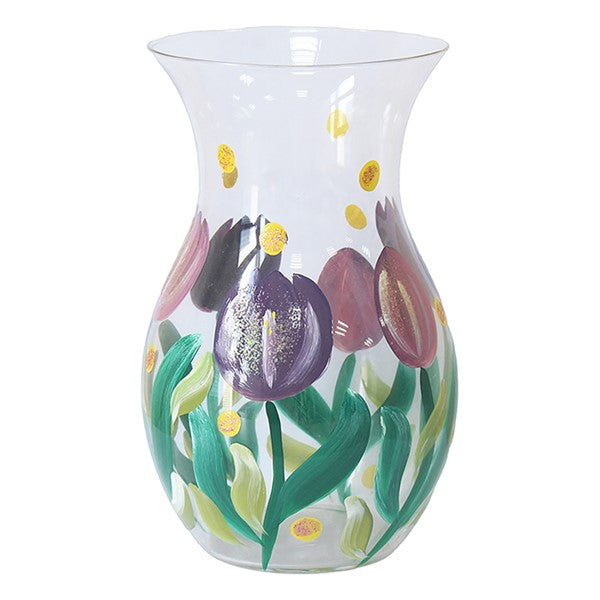 Lynsey Johnstone Handpainted Glass Vase Tulips