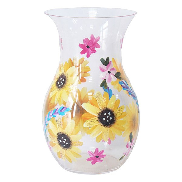 Lynsey Johnstone Handpainted Glass Vase Sunflowers
