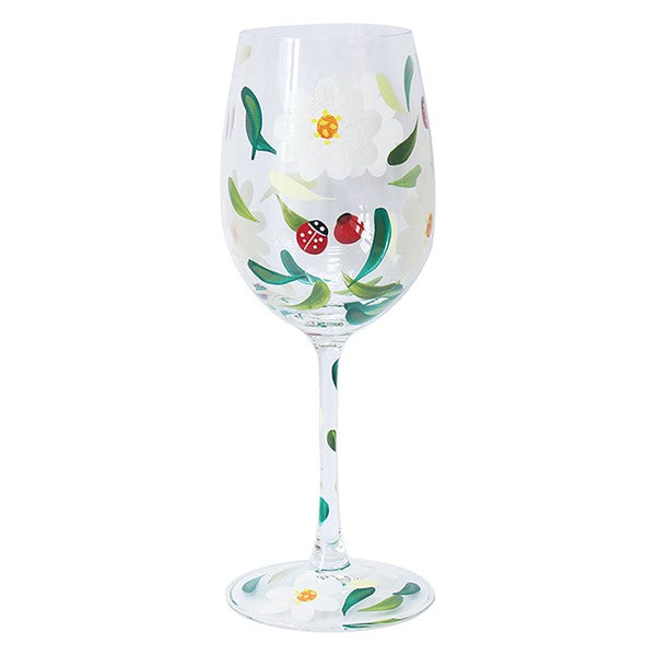 Handpainted Glass Blueberries Wine Glass