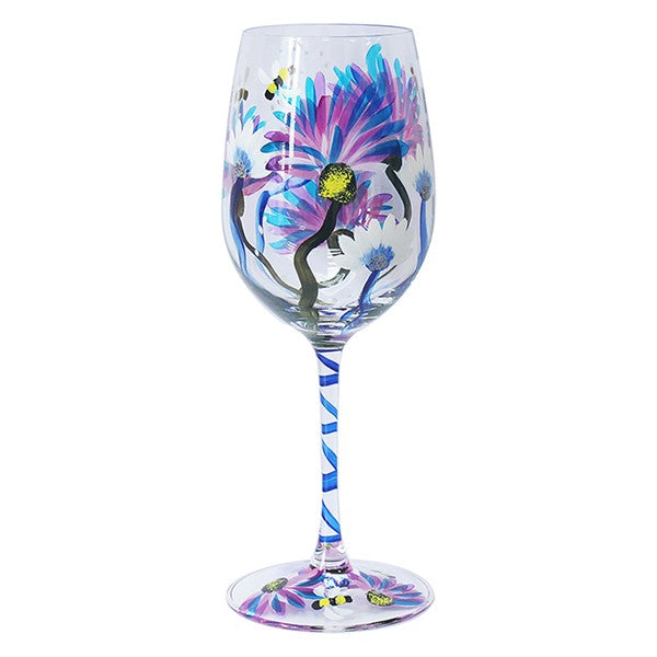 Handpainted Glass Thistle Wine Glass