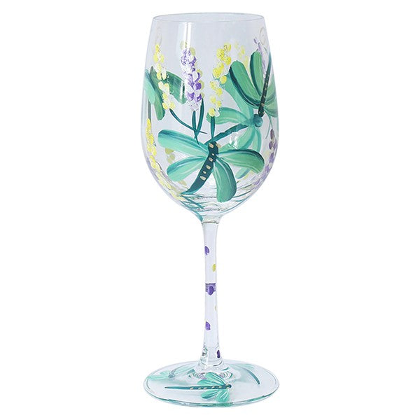 Handpainted Glass Dragonfly Wine Glass