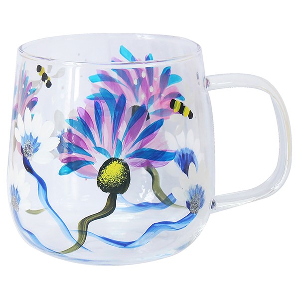 Handpainted Glass Thistle Glass Cup