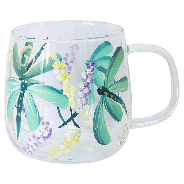 Handpainted Glass Dragonfly Glass Cup