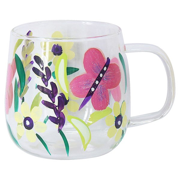 Handpainted Glass Butterflies Glass Cup