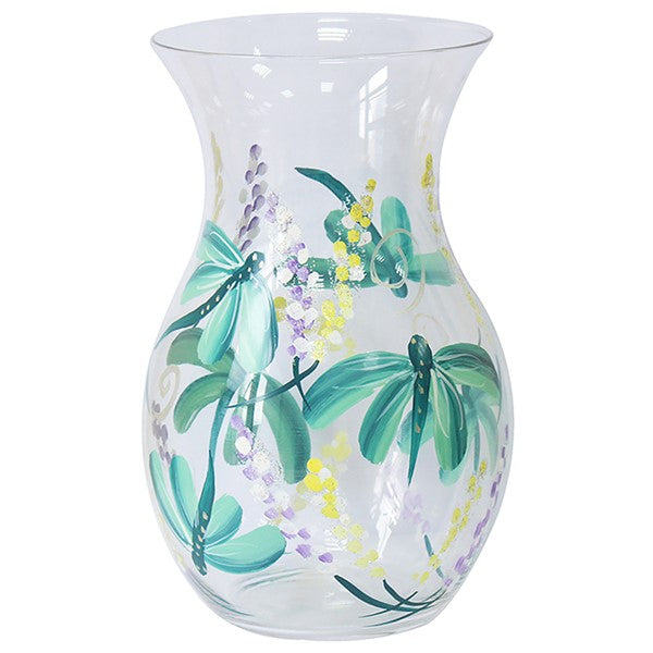 Handpainted Glass Dragonfly Glass Vase