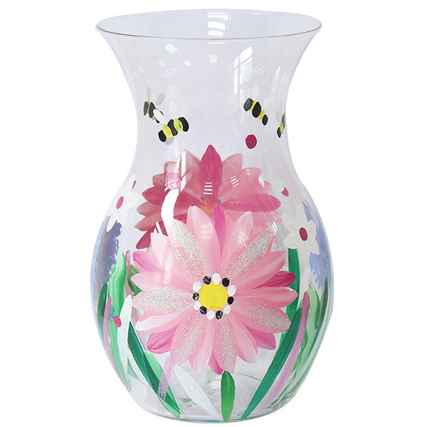 Hand Painted Glass Vase Alliums