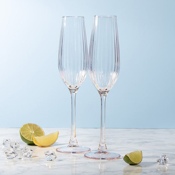Amalfi Glass Pink Flutes Set Of 2