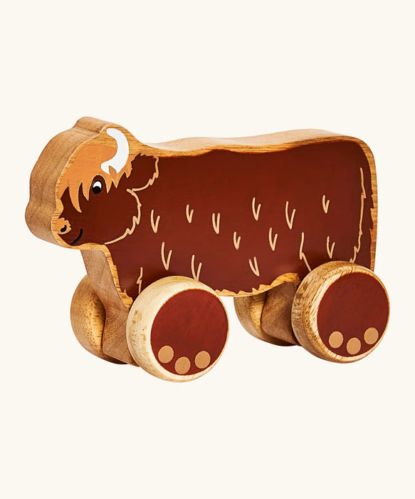 Lanka Kade Wooden Highland Cow Push Along