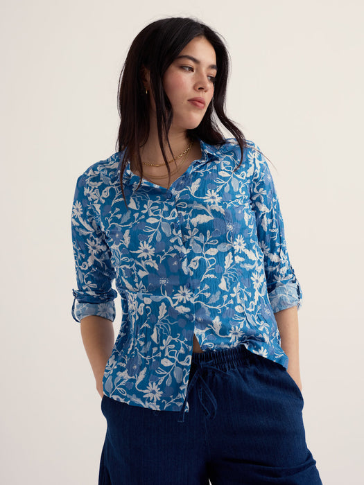 Seasalt Women's Larissa Shirt In Winding Meadow Sailboats