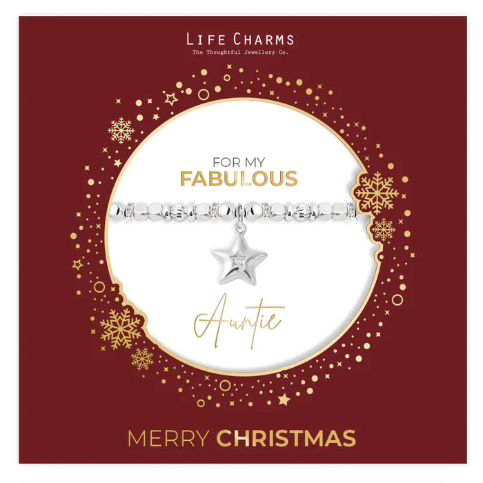 Life Charms Fabulous Auntie Sparkly Bracelet In Christmas Sleeve