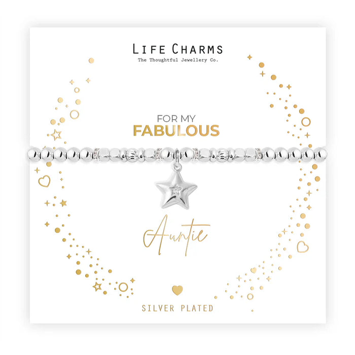 Life Charms Fabulous Auntie Sparkly Bracelet In Christmas Sleeve