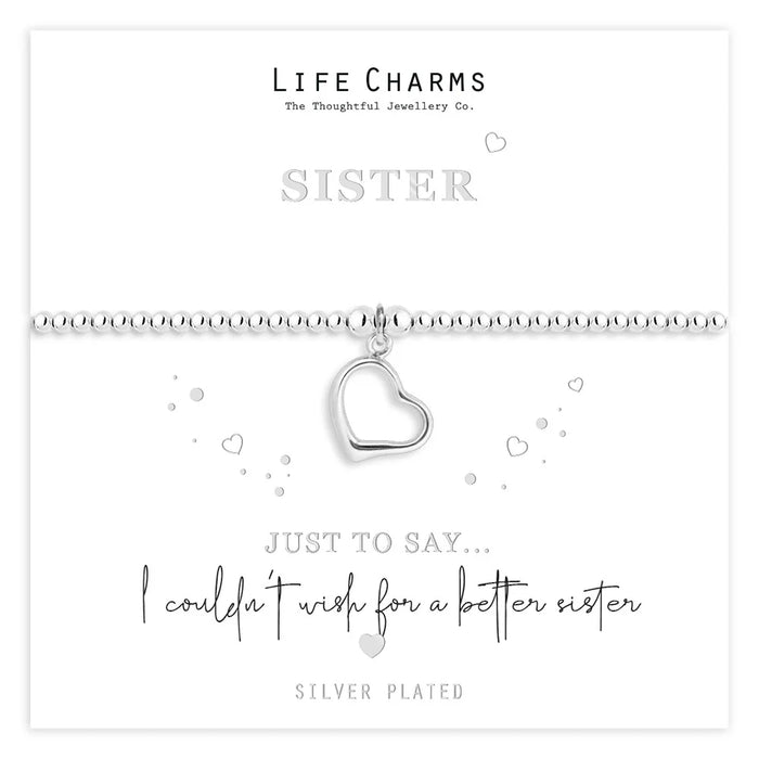 Life Charms Just to Say Sister Heart Charm Bracelet