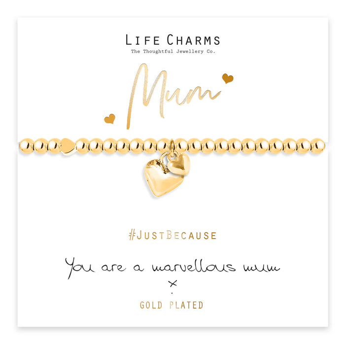 Life Charms Marvellous Mum Gold Hearts Bracelet