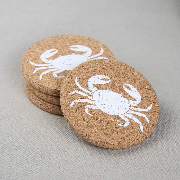 Liga Crab Round Single White Coaster