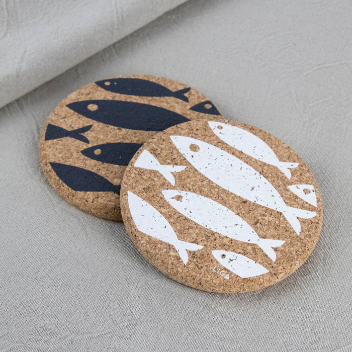 Liga Fish Round Single Grey Coaster