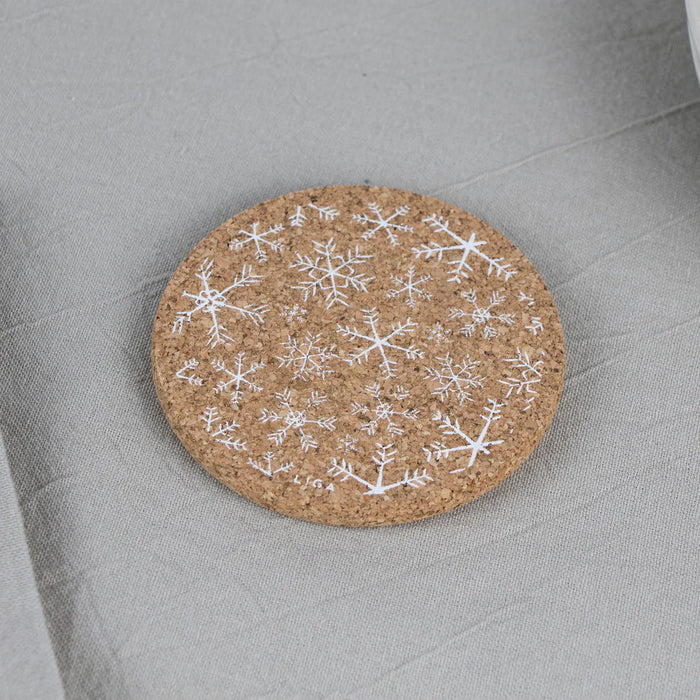 Liga Snowflake Round Single White Coaster