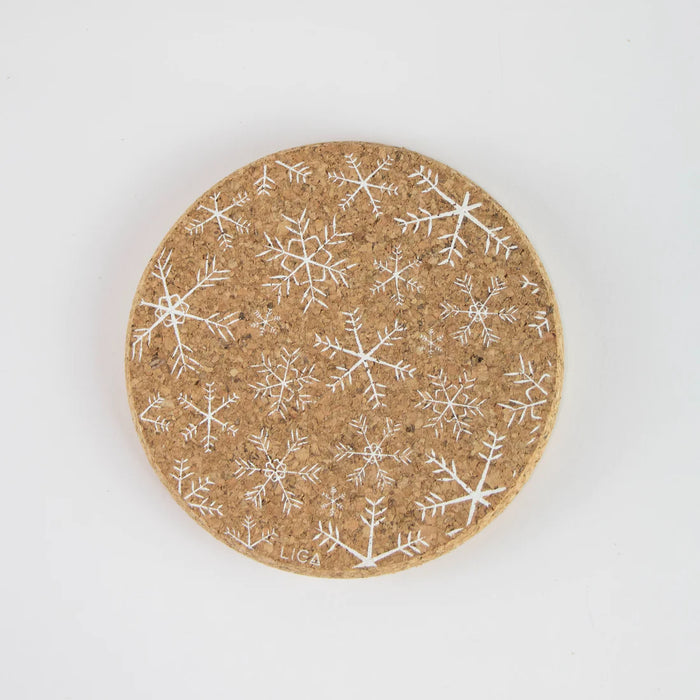 Liga Snowflake Round Single White Coaster