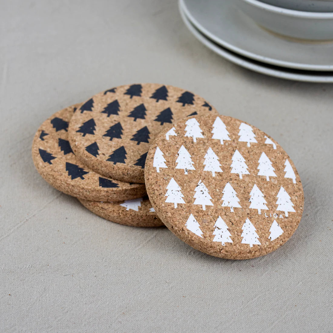 Liga Tree Round Single White Coaster — Maple Gifts