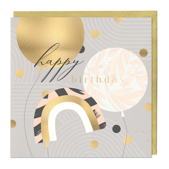 Whistlefish Golden Balloons Birthday Luxury Card