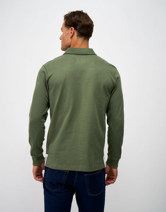 Crew Clothing Men's Rugby Sweatshirt in Heritage Olive