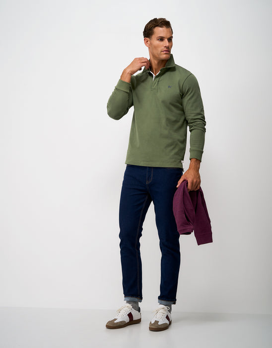 Crew Clothing Men's Rugby Sweatshirt in Heritage Olive