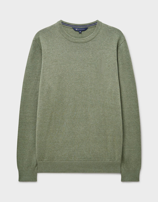 Crew Clothing Men's Organic Cotton Crew Neck Jumper In Heritage Olive Marl