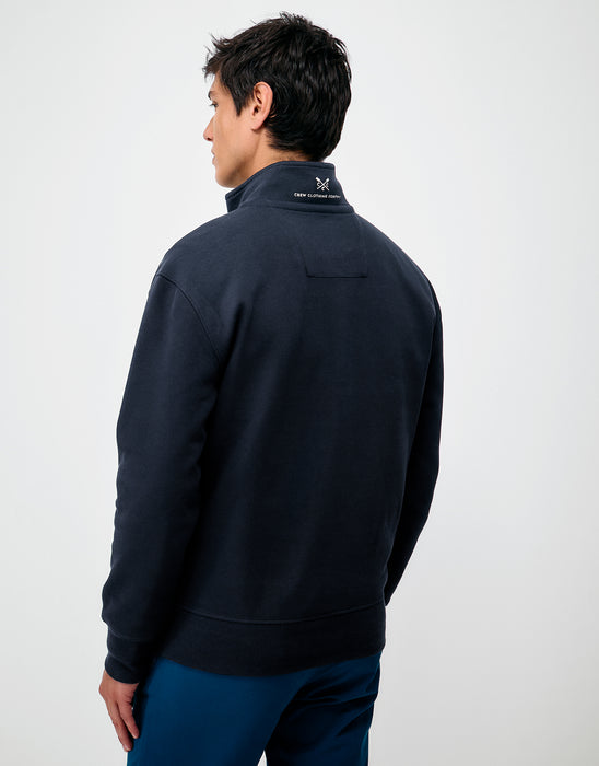 Crew Clothing Mens Blend Piqué Half-Zip Sweatshirt in Heritage Dark Navy
