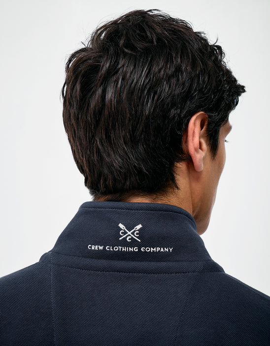 Crew Clothing Mens Blend Piqué Half-Zip Sweatshirt in Heritage Dark Navy