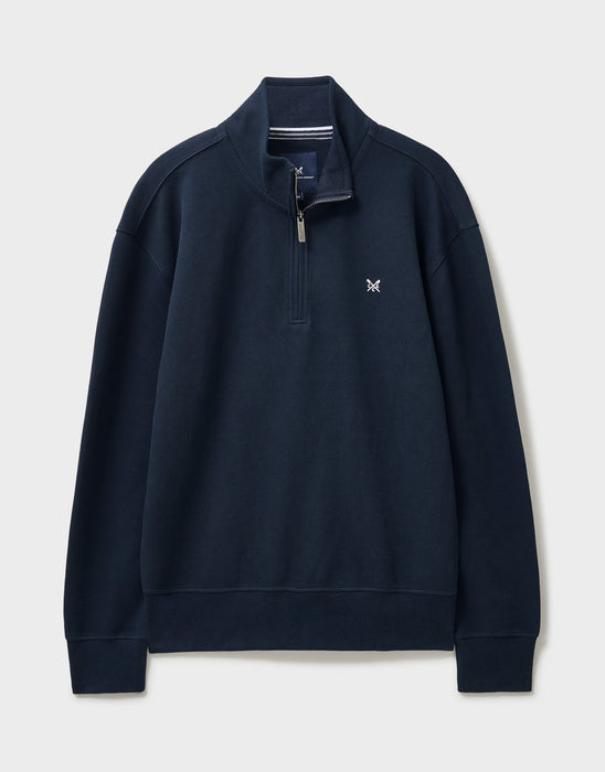 Crew Clothing Mens Blend Piqué Half-Zip Sweatshirt in Heritage Dark Navy