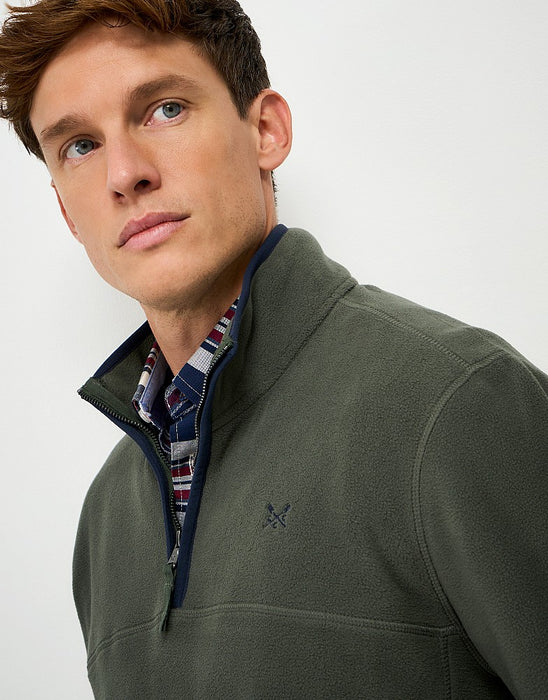 Crew Clothing Mens Aldringham Half-Zip Sweatshirt in Heritage Olive