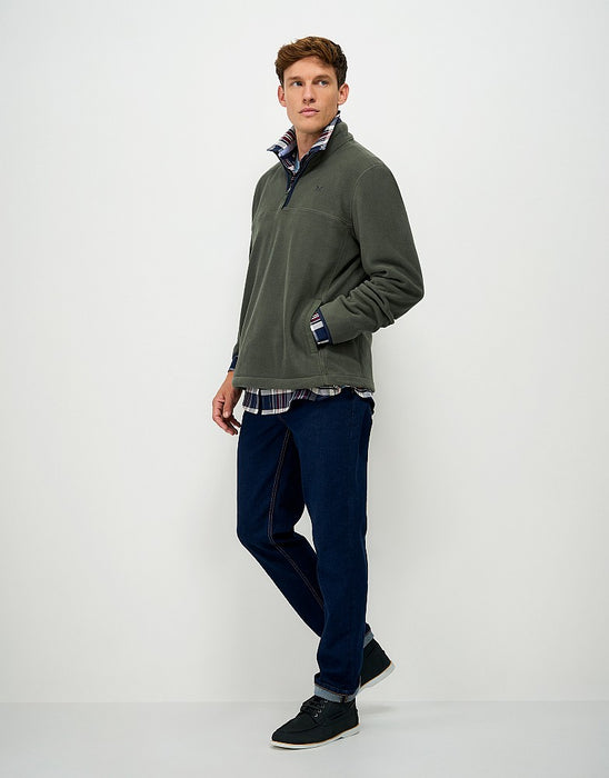 Crew Clothing Mens Aldringham Half-Zip Sweatshirt in Heritage Olive