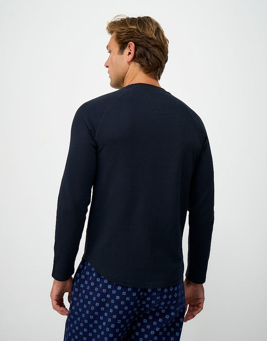 Crew Clothing Mens Long Sleeve Waffle Lounge Tee In Heritage Dark Navy
