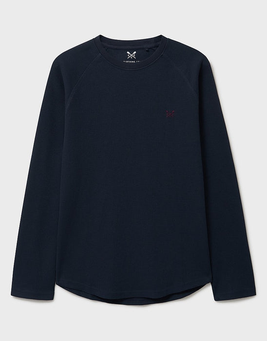 Crew Clothing Mens Long Sleeve Waffle Lounge Tee In Heritage Dark Navy