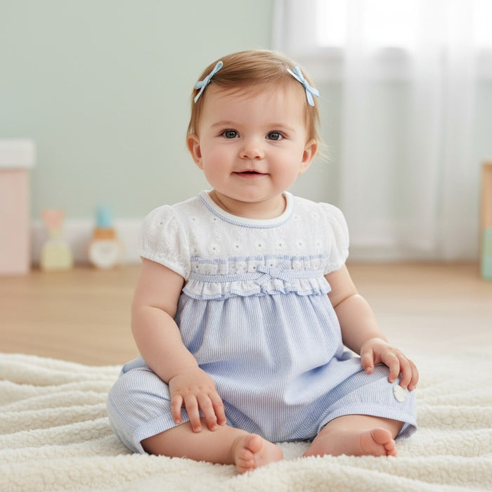 Elizabeth Anne Striped And Broderie Anglaise Romper