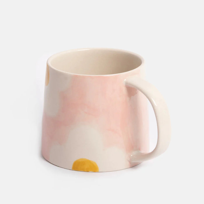 Caroline Gardner Pink/Mustard Flower Large Ceramic Mug
