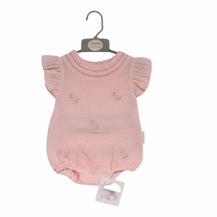 My Little Chick Flowers Muslin Romper Pink