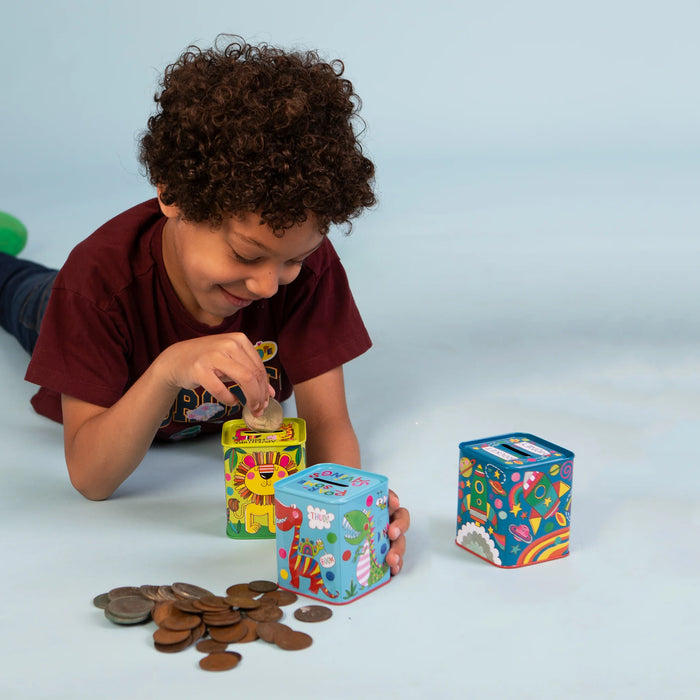 Rachel Ellen Money Box Tin - Adventure Fund Jungle Animals