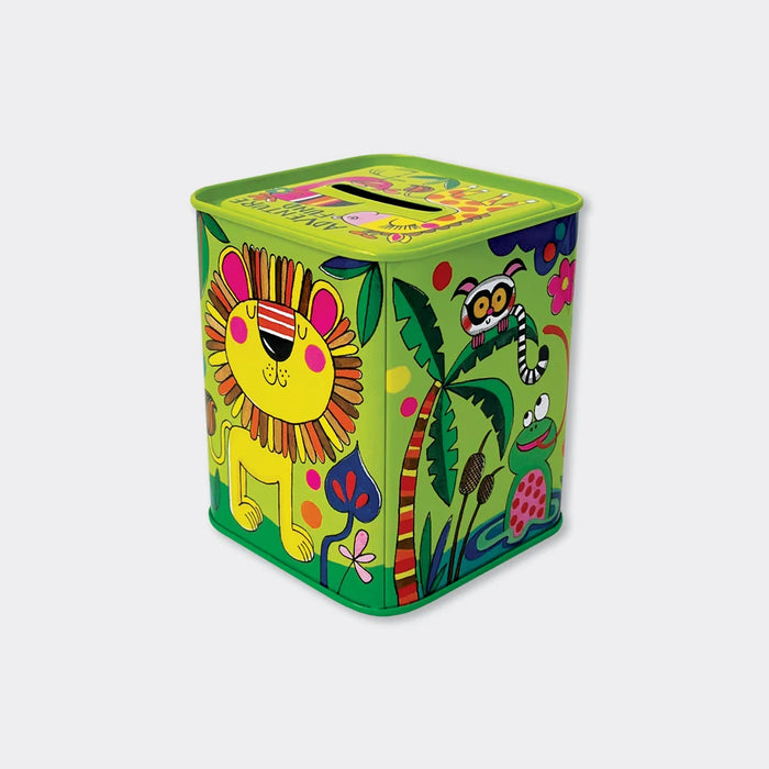 Rachel Ellen Money Box Tin - Adventure Fund Jungle Animals